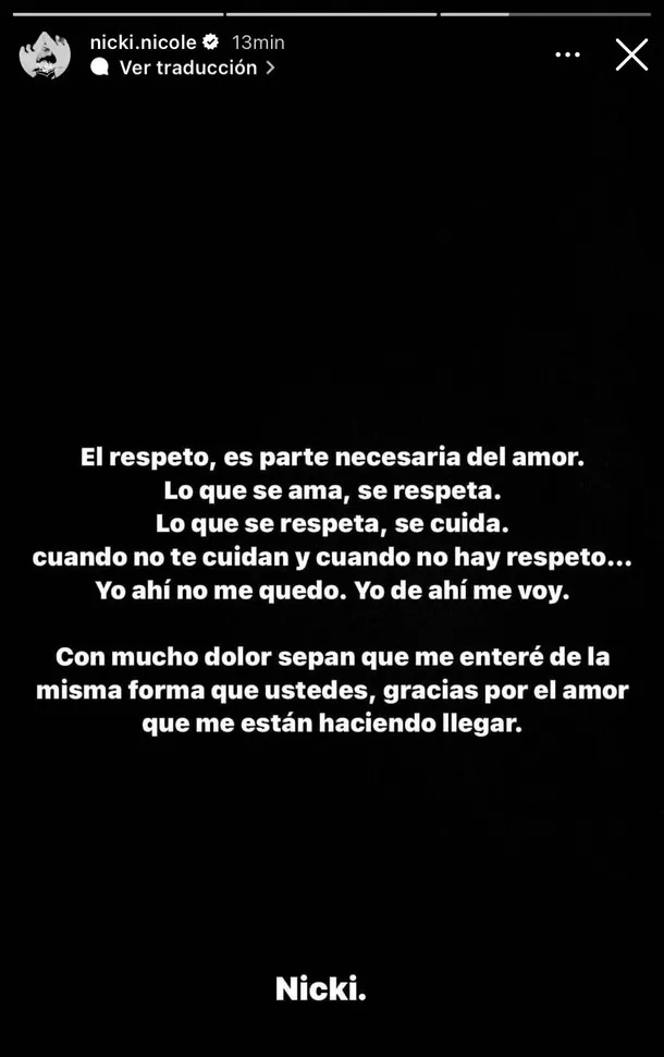 Nicki Nicole respondi con firmeza a la infidelidad de Peso Pluma: "El respeto es parte necesaria del amor"