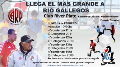 River Plate probará juveniles este lunes 19 de febrero en Río Gallegos ¿Cuáles son los horarios? 