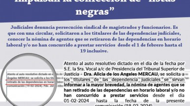 Gremio judicial denuncia persecuciones y confección de "Listas Negras" 