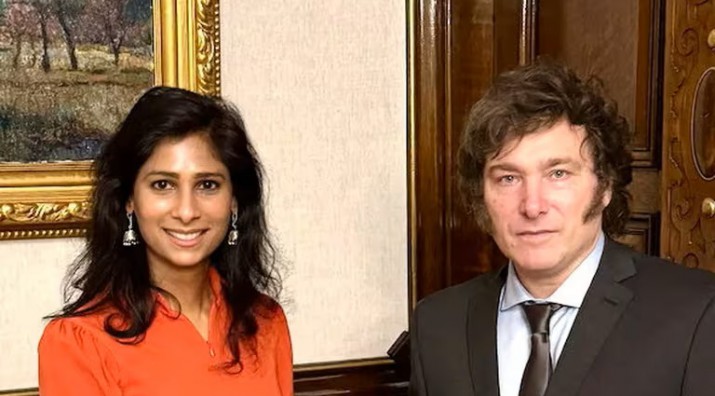 Gita Gopinath, la subdirectora gerente del FMI, y el Presidente Javier Milei, en su ltimo encuentro en Buenos Aires