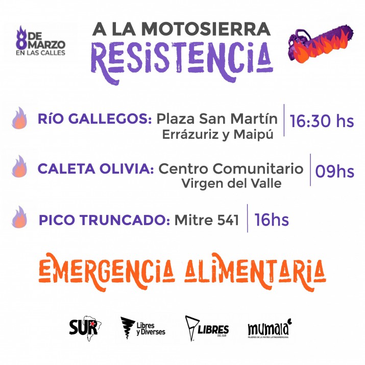 8 de Marzo: MuMaL marchar en todo el pas bajo la consigna "a la motosierra, resistencia!" 