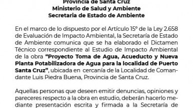 Aviso de impacto ambiental Puerto Santa Cruz