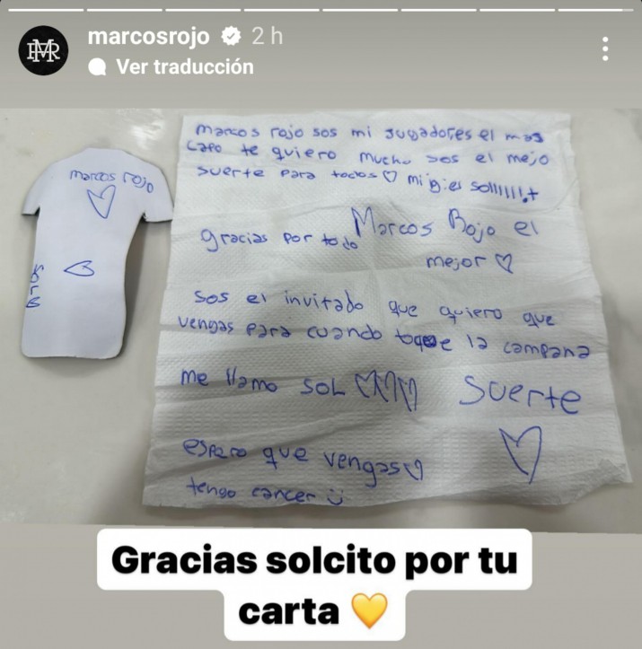 Una servilleta, una carta y el sueo cumplido para una nia de Ro Turbio que le escribi una emotiva carta a Marcos Rojo