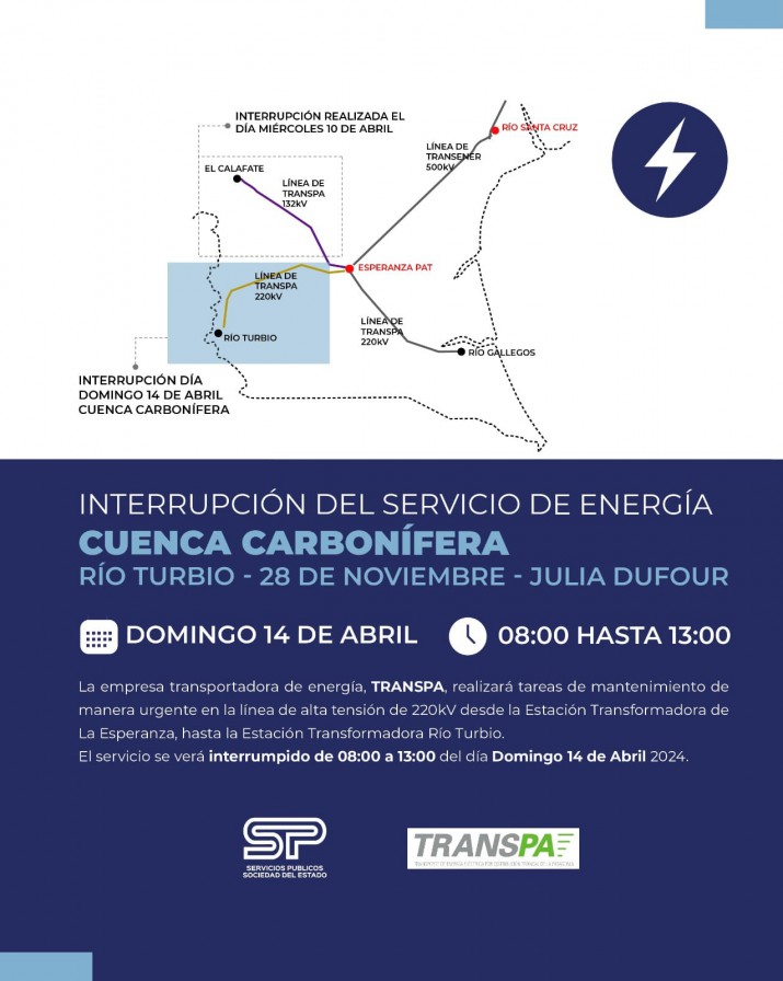 Santa Cruz:  las localidades en la cual SPSE interrumpir el servicio de energa durante cinco horas 