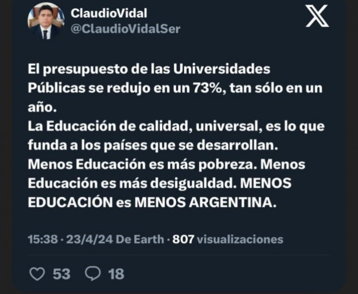 El gobernador de Santa Cruz apoy el reclamo de las universidades pblicas