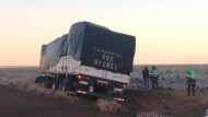 Despiste de un camión en la Ruta 3 en la zona de Cañadón Ferrays