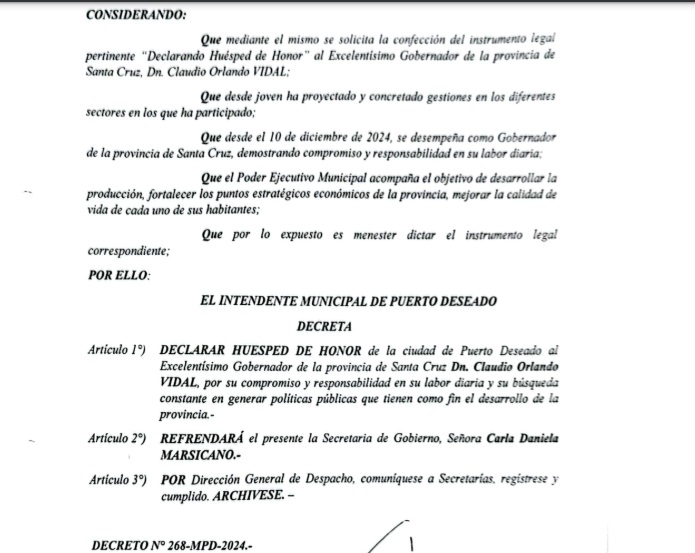 Un intendente anul la declaracin como Husped de Honor a Pablo Grasso, y en su lugar,  coloc a Claudio Vidal  