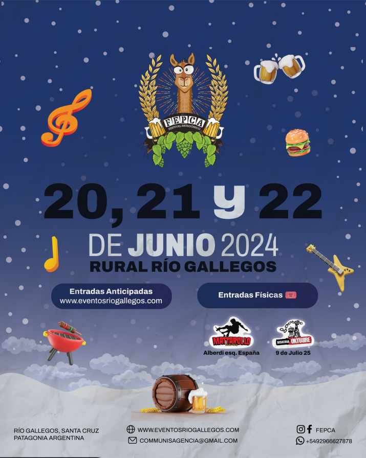 El 20, 21 y 22 de Junio llega la 15 Edicin del FEPCA Festival a la Rural Rio Gallegos