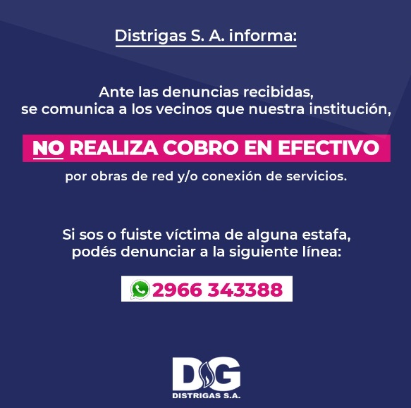 Por estafas recientes, Distrigas habilit un celular para denuncias 