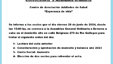 Convocatoria  a Asamblea Ordinaria