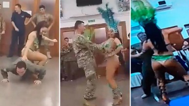 El polémico video del festejo del Día del Padre de la Fuerza Aérea de Mendoza con bailarinas, por el cual fueron sancionados