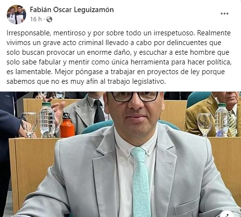 Por el atentado a Desarrollo Social, el vicegobernador trat de "irresponsable, mentiroso e  irrespetuoso" a un diputado opositor  