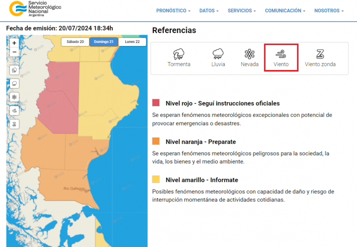 Rige alerta roja por vientos fuertes para Santa Cruz 