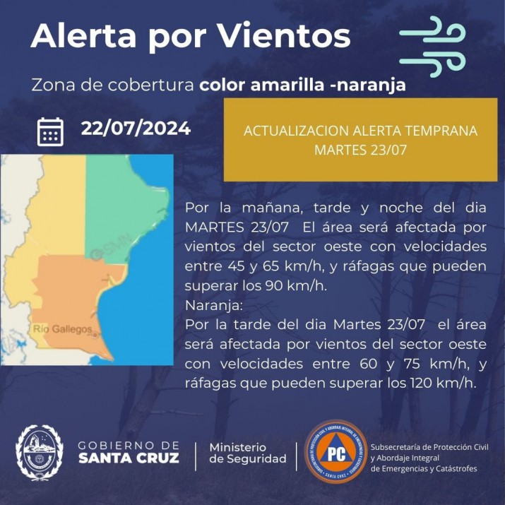 Alerta por fuertes vientos en la zona sur de Santa Cruz para este martes 