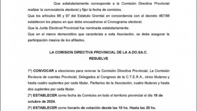 Adosac convocatoria a Elecciones