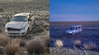 Santa Cruz: chocaron un utilitario y una camioneta, uno de sus ocupantes continuó el viaje en otro auto y luego volcó 