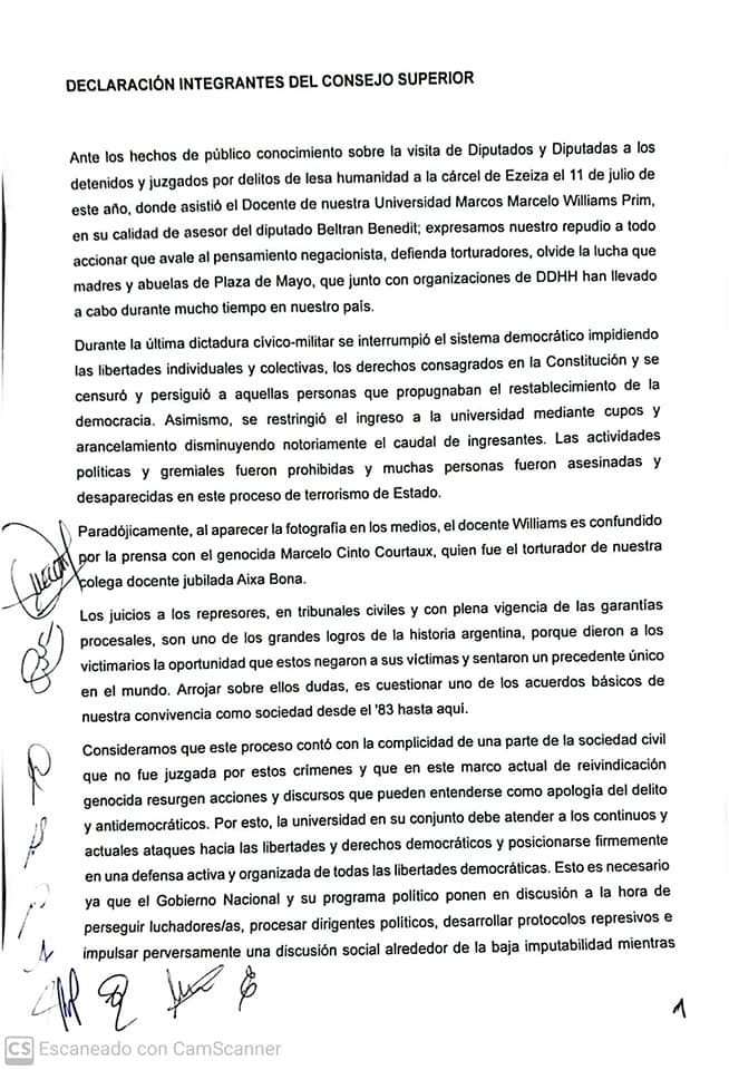 La UNPA repudi la participacin de profesor en visita a Genocidas y conden "el pensamiento negacionista"