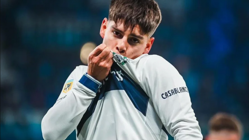 El festejo de gol de Benjamn Domnguez. (Foto Prensa Gimnasia y Esgrima de La Plata)