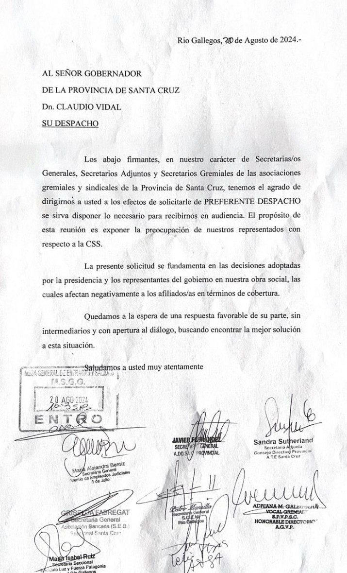 Diversos gremios de Santa Cruz pidieron una audiencia con el gobernador "sin intermediarios" por su "preocupacin" ante el recorte en el vademcum 