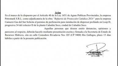 Aviso de la empresa Petromark S.R.L