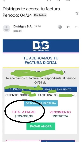 Ro Gallegos: la increble cifra de la factura de gas de Distrigas que deber pagar una jubilada