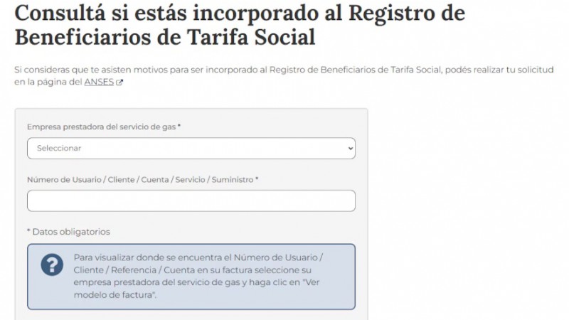 As se verifica si tens la tarifa social de gas este mes.