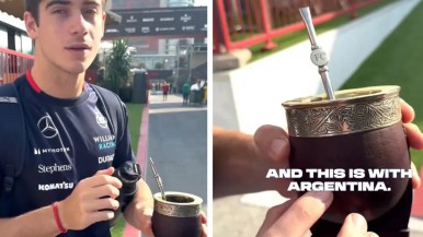 Franco Colapinto llegó al Paddock de Bakú con el mate