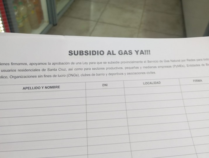 Tarifazo del gas: recolectan firmas para que se apruebe el proyecto que subsidia a santacruceos y que hoy ingresa a Diputados