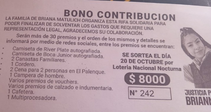 Muerte de Brianna Matulich: la rifa con ms de 30 premios que ya vende su padre para pagar a los abogados