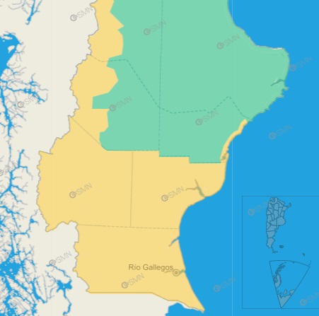 Rfagas superiores a 100 km/h, aumento de temperatura en Ro Gallegos, pero sigue el alerta amarillo en gran parte de Santa Cruz