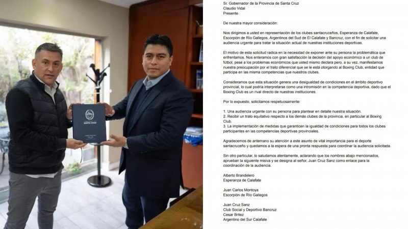 Malestar de algunos clubes de Santa Cruz en la previa al Regional Amateur: pidieron una audiencia con el gobernador Vidal por la "falta de equidad"  