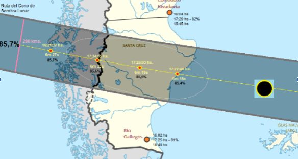 Eclipse solar anular en Santa Cruz: las localidades que podrn divisarlo y las actividades que planific Turismo 