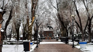 Primavera fría en Santa Cruz: la nieve se hizo presente en Río Gallegos 