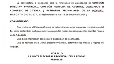 Junta Electoral ADOSAC provincial distrito electoral Santa Cruz