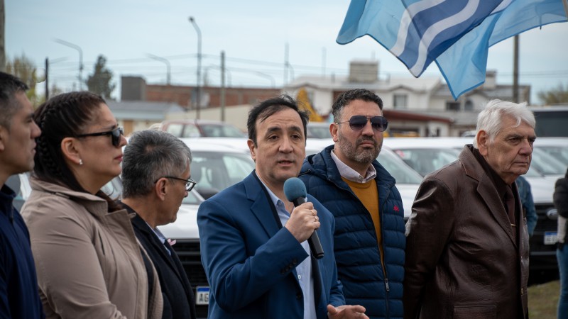 El intendente Pablo Grasso en su discurso este lunes. Foto: Municipalidad de Ro Gallegos. 