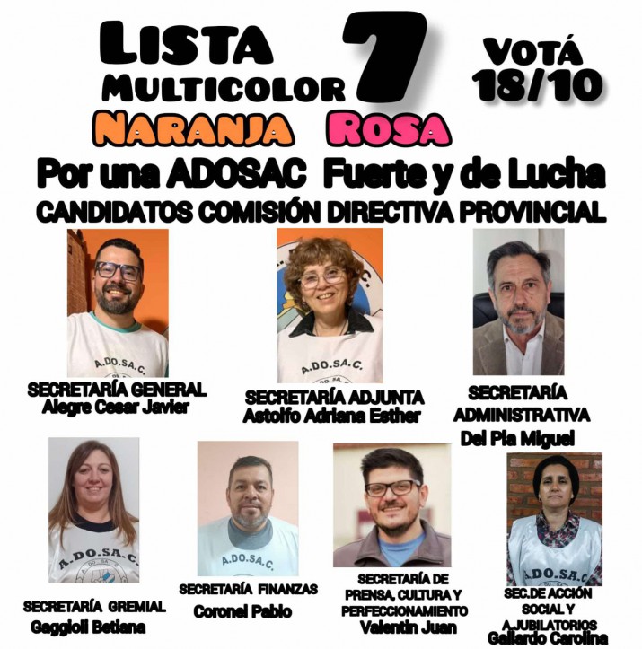 Adosac la "Lista Multicolor" se impone en elecciones provinciales y filial local 