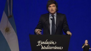 Milei estuvo en el aniversario de la Fundación Mediterránea 