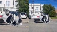 Espectacular choque y vuelco en la costanera de Río Gallegos, con una persona que fue trasladada al hospital