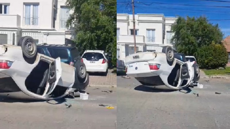 Choque y vuelco en la costanera de Ro Gallegos. 