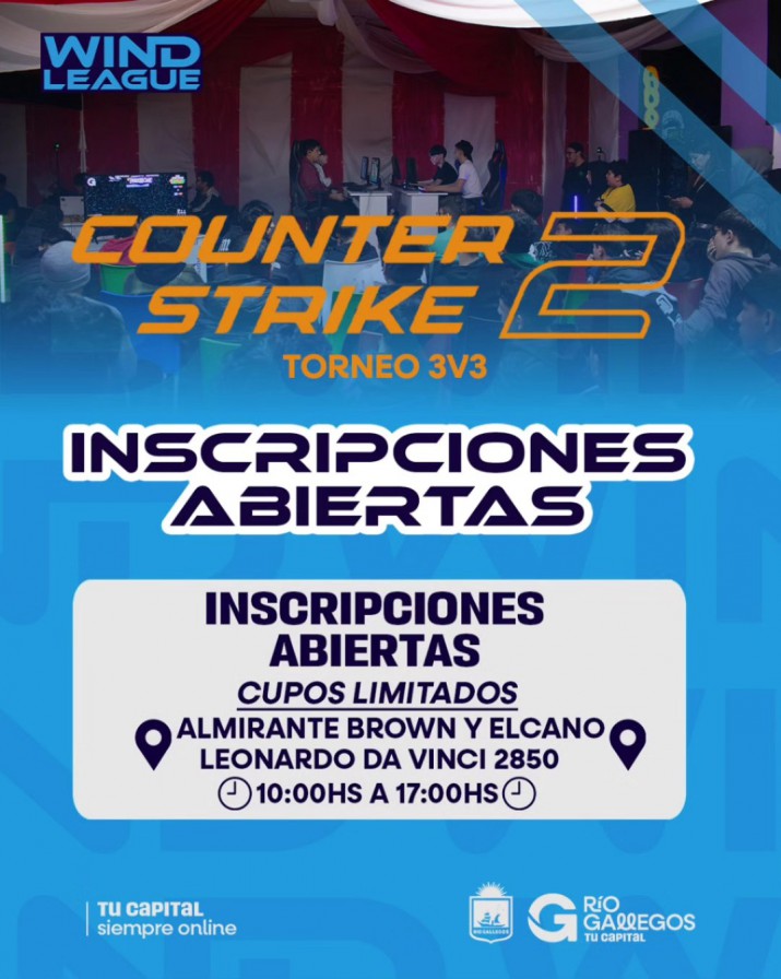 Ro Gallegos: el Municipio abri la inscripcin para la "Wind League" de Counter Strike 2 