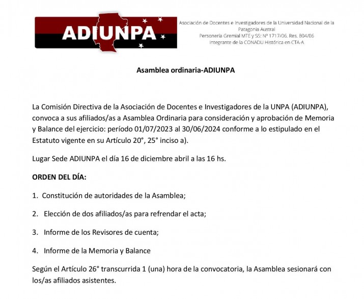 Asamblea ordinaria-ADIUNPA