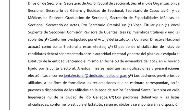 CONVOCATORIA A ELECCIONES - PUBLICACIN