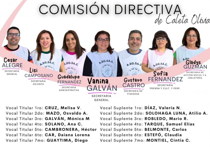 El Frente entre la Lista 7 y la Rosa gan las elecciones de ADOSAC en Caleta Olivia 