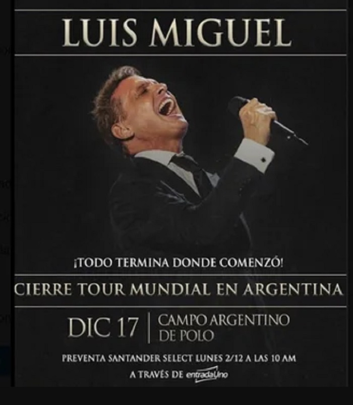 Luis Miguel cierra su gira en Argentina: cul es la fecha de preventa 