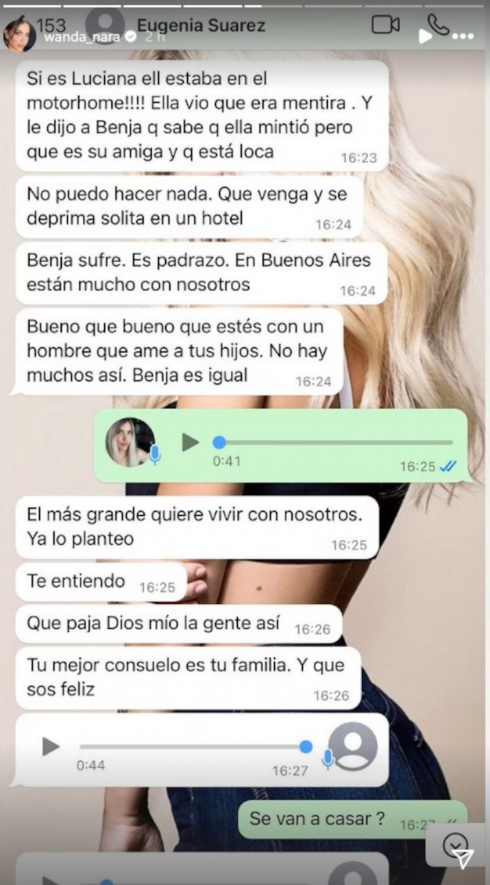 Wanda Nara mostr chats privados con la China Surez en los que hablaba de Pampita: "Ella me ahorc y me quiso matar"