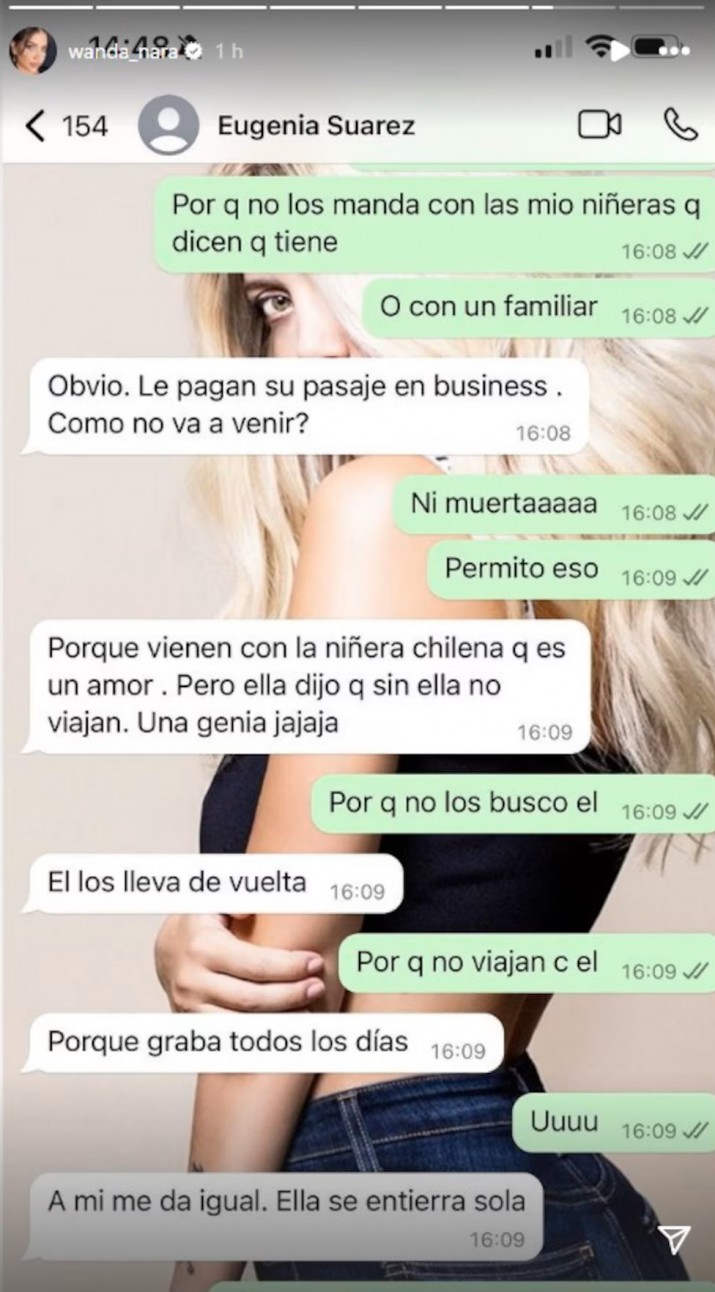 Wanda Nara mostr chats privados con la China Surez en los que hablaba de Pampita: "Ella me ahorc y me quiso matar"