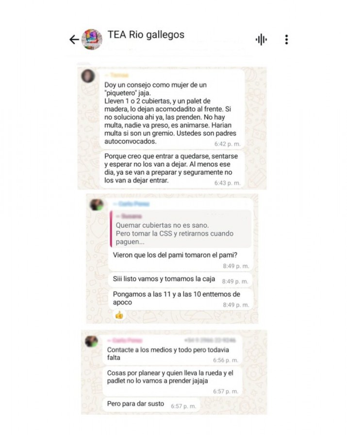 La CSS public charlas de WhastApp de padres autoconvocados, y sealaron que "quieren generar situaciones de violencia" y ocupar las instalaciones 