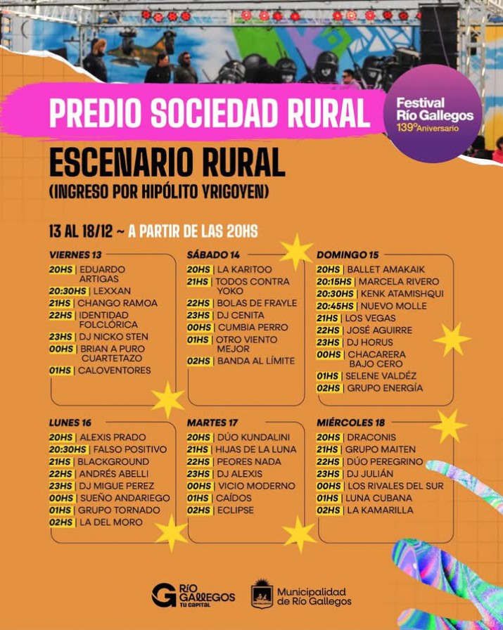 Festival Aniversario de Ro Gallegos: la anteltima noche con la grilla de todos los artistas de hoy martes 