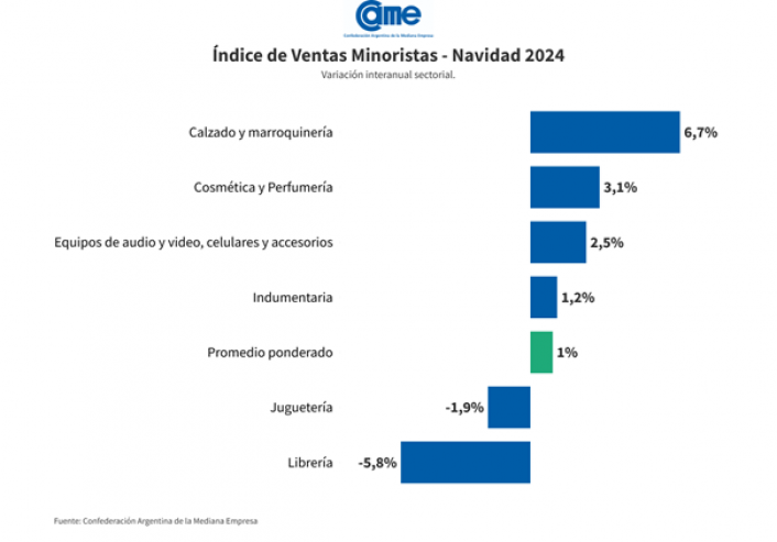 Navidad 2024: las ventas minoristas subieron 1% interanual, aunque CAME advierte que el balance general no es bueno