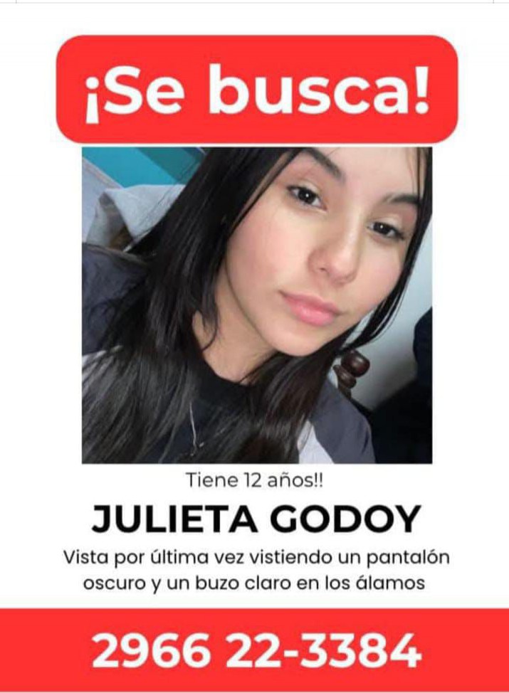 Ro Gallegos: familiares buscan intensamente a Julieta Godoy, de 12 aos